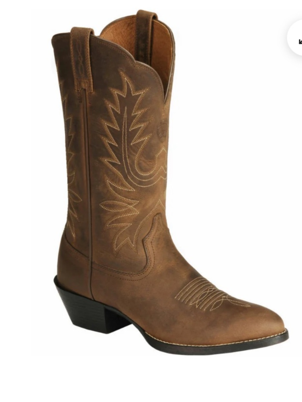 Ariat Brown Western Embroidered Leather Heeled Boots - Picture 2 of 13